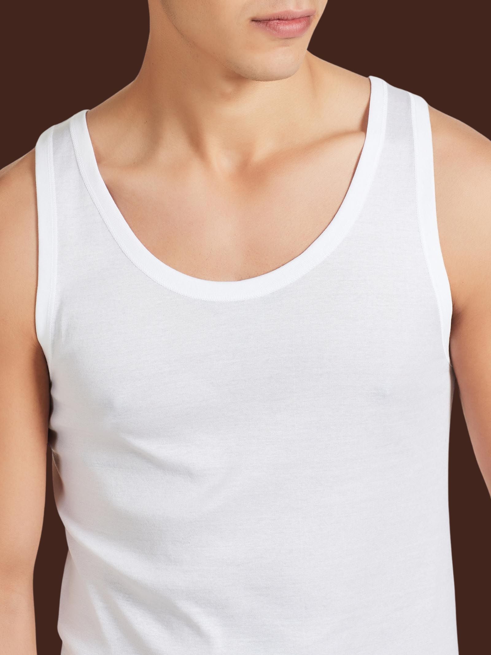 Ragno Filo di Scozia Spalla Larga canottiera uomo Bianco cotone
