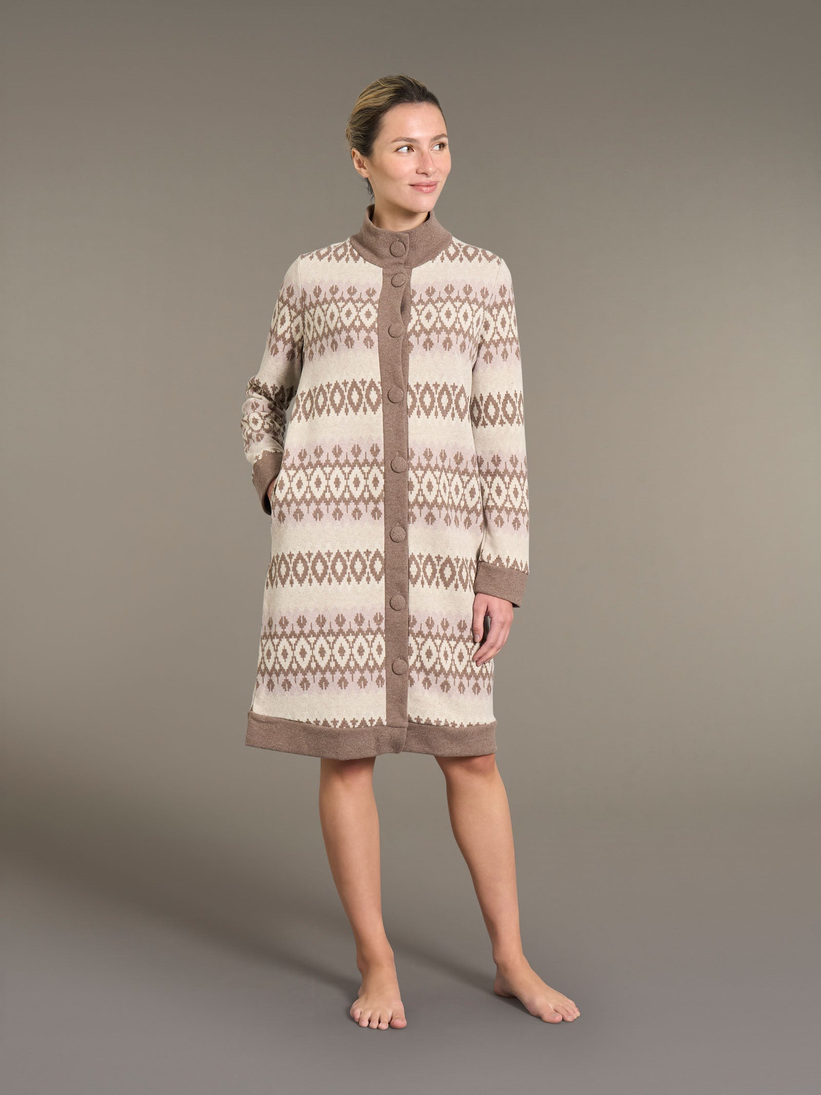 Ragno Cotton Eco Pile Giacca da camera vestaglia Fantasia Cammello