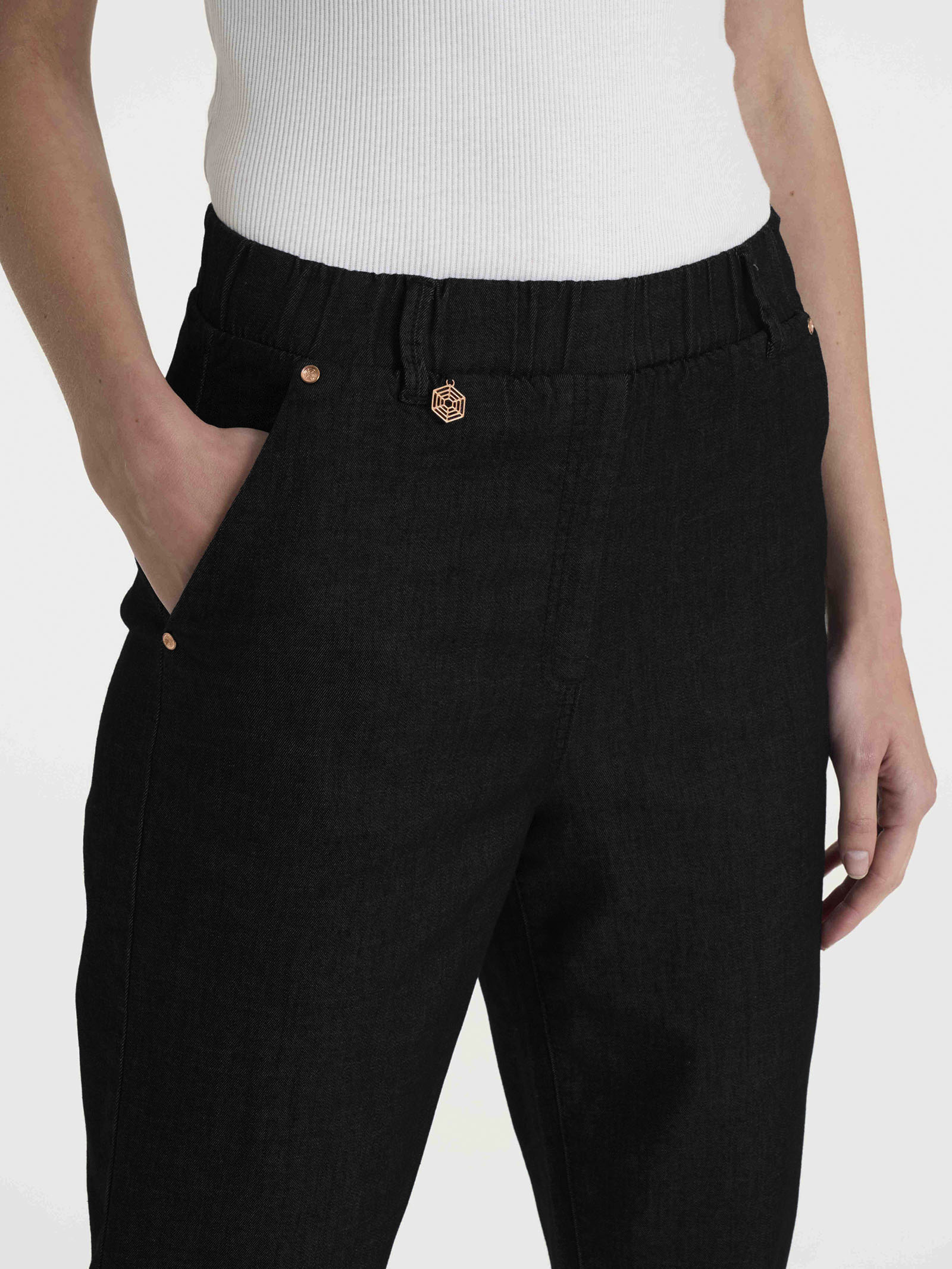 Ragno Light Denim jeans carota donna Nero cotone elasticizzato