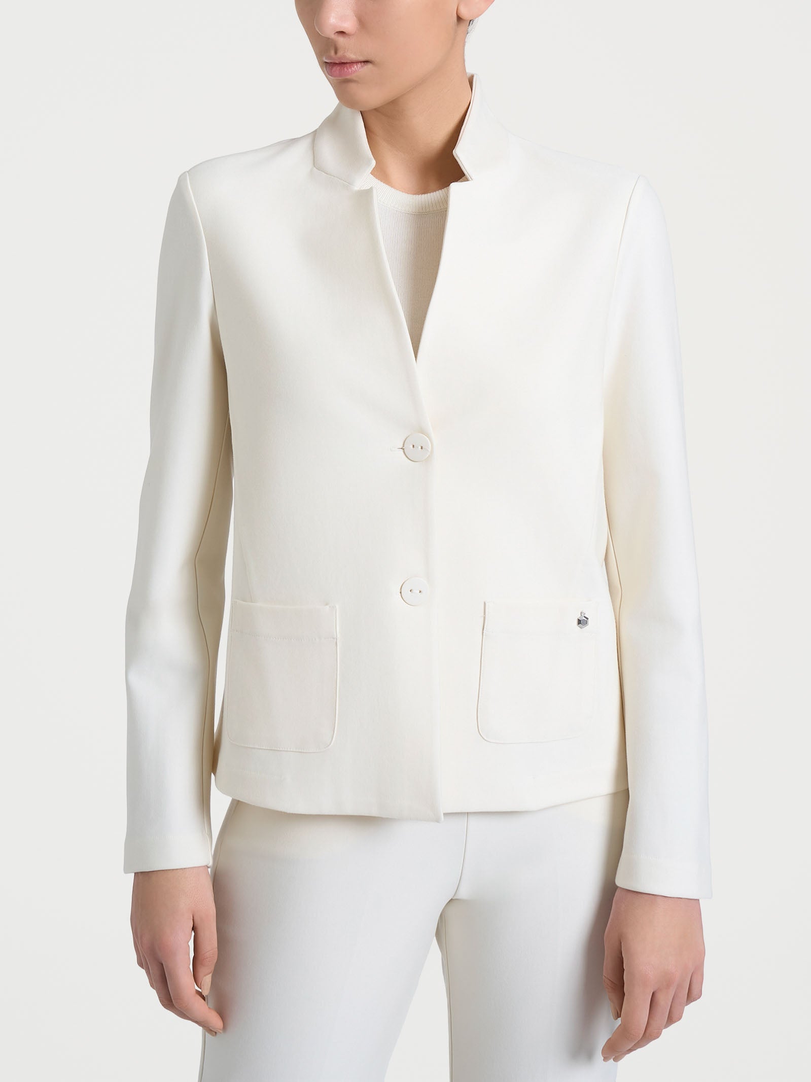Ragno Compact blazer corto avorio due bottoni