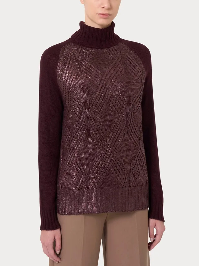 Ragno SL Misto Angora Dolcevita Maglia Plum Perfect