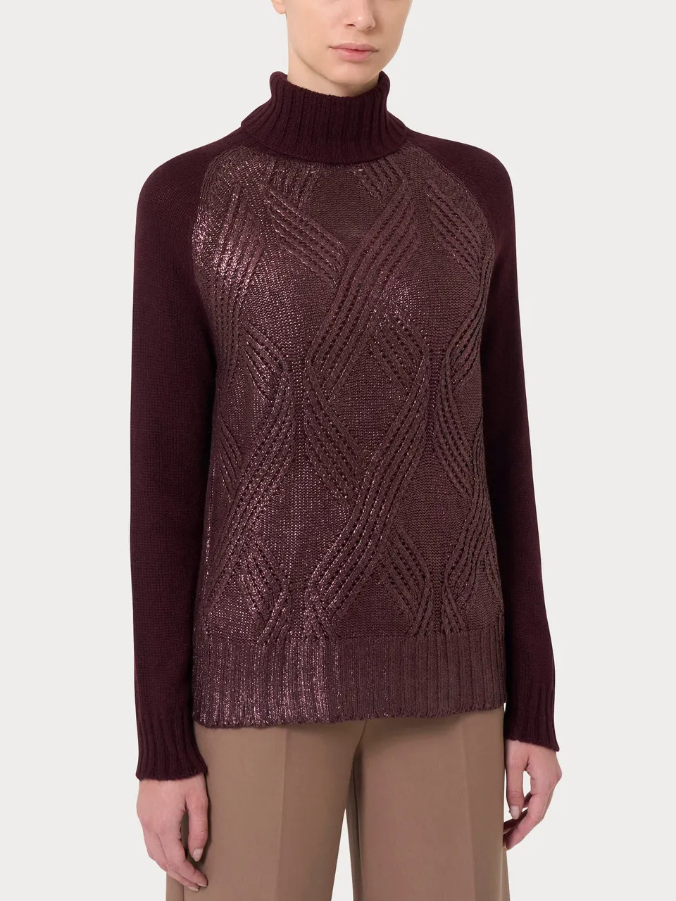 Ragno SL Misto Angora Dolcevita Maglia Plum Perfect