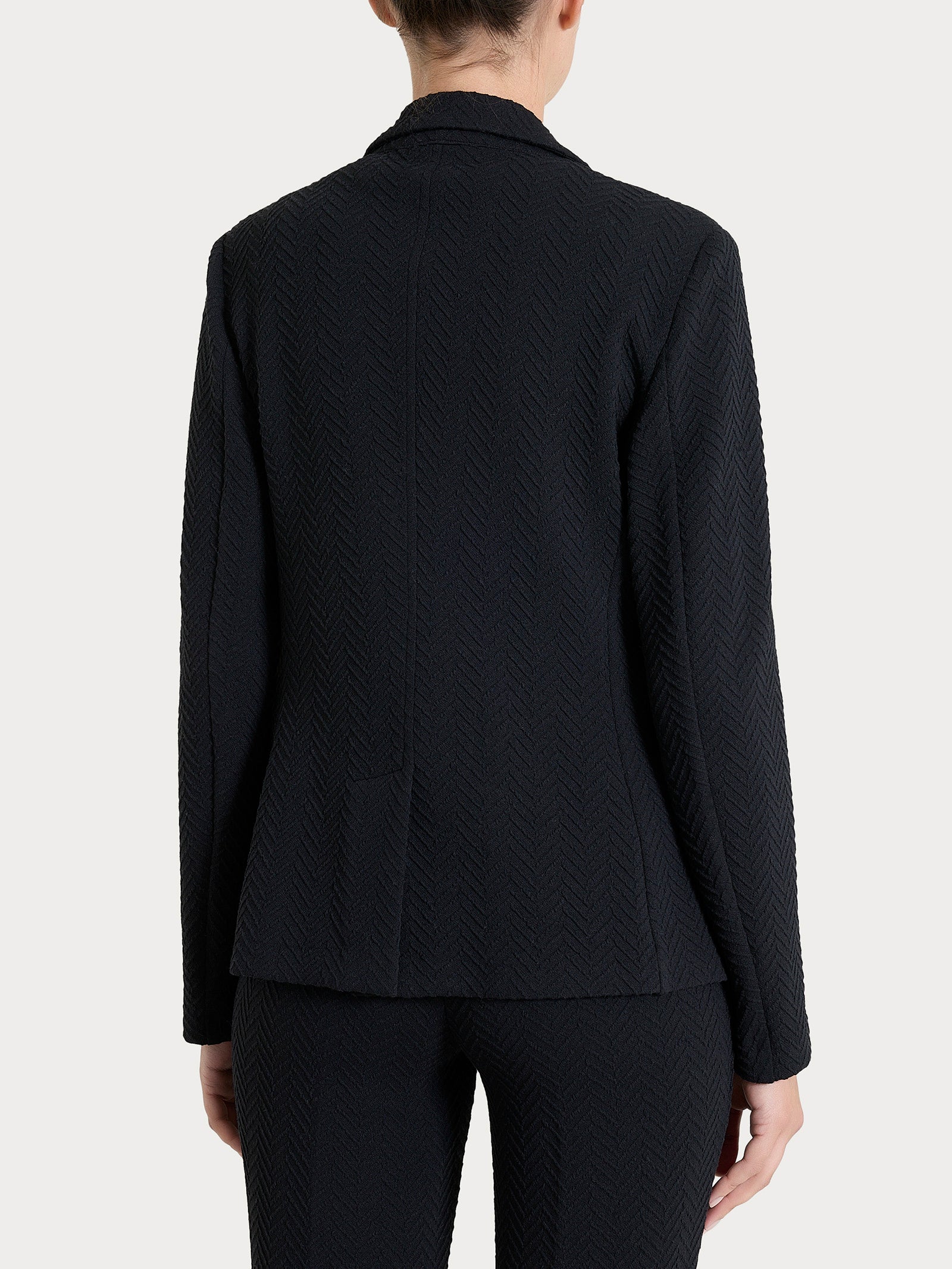 Ragno Compact blazer due bottoni jacquard spigato nero