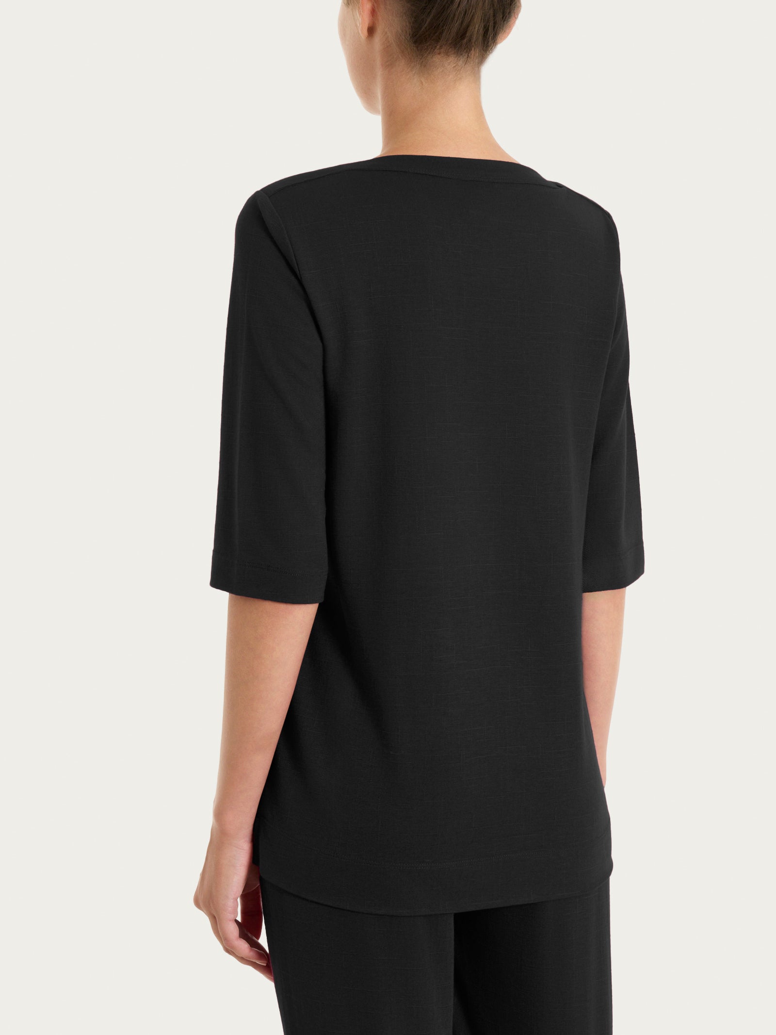 Ragno Summer Slub Maglia Donna Nero scollo barchetta