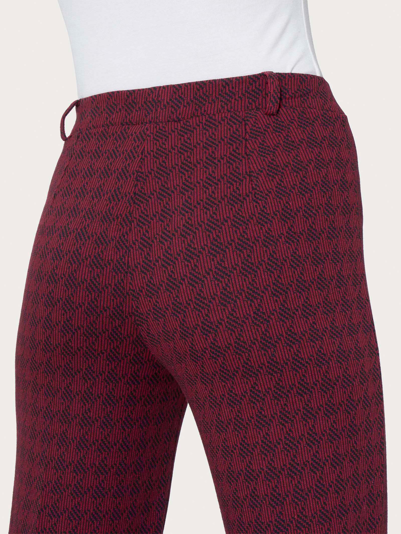 Ragno Compact Wide Leg pantalone pied de poule tibetan red jacquard