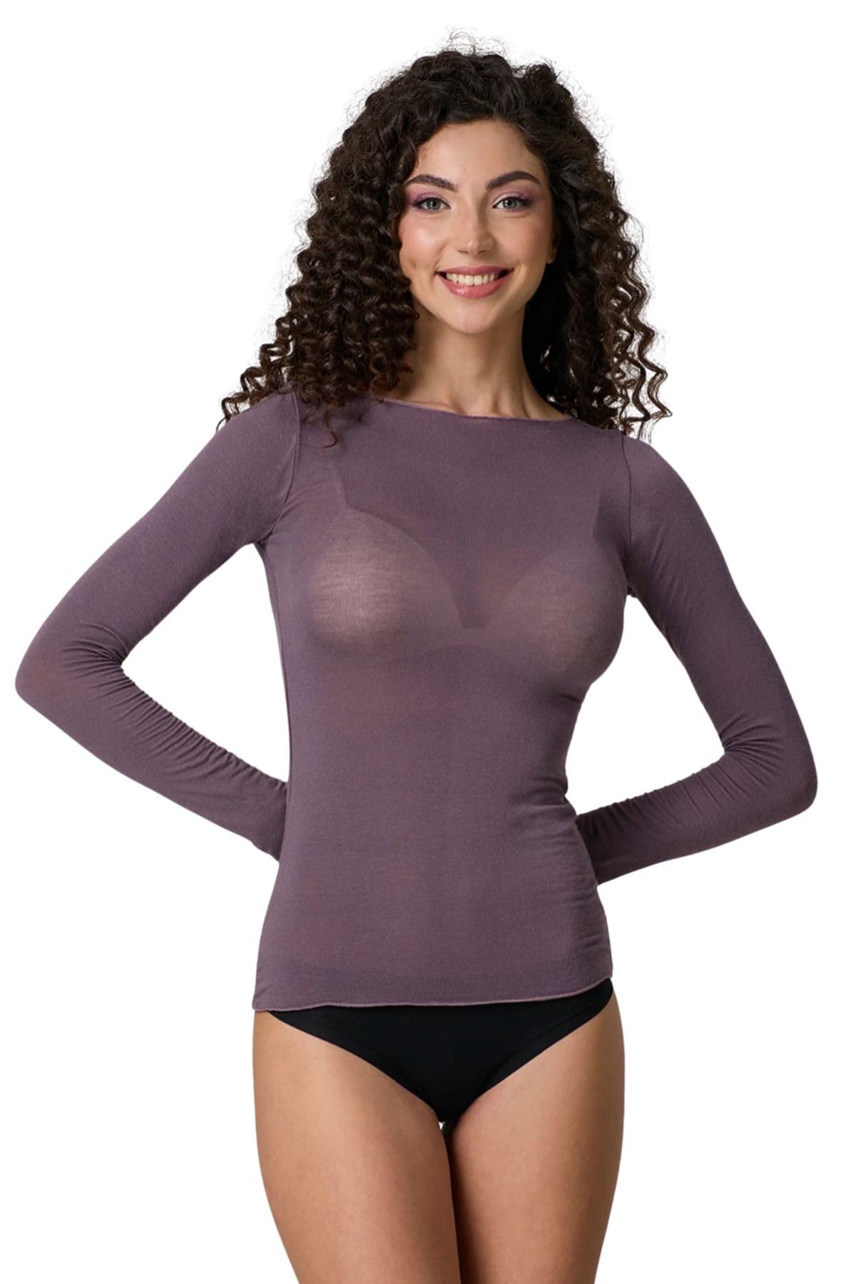 Lady C maglia donna modal cashmere grigia barca