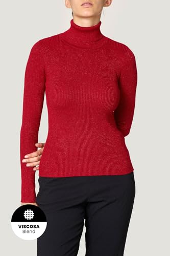 Goldenpoint maglia dolcevita a costina lamè viscosa