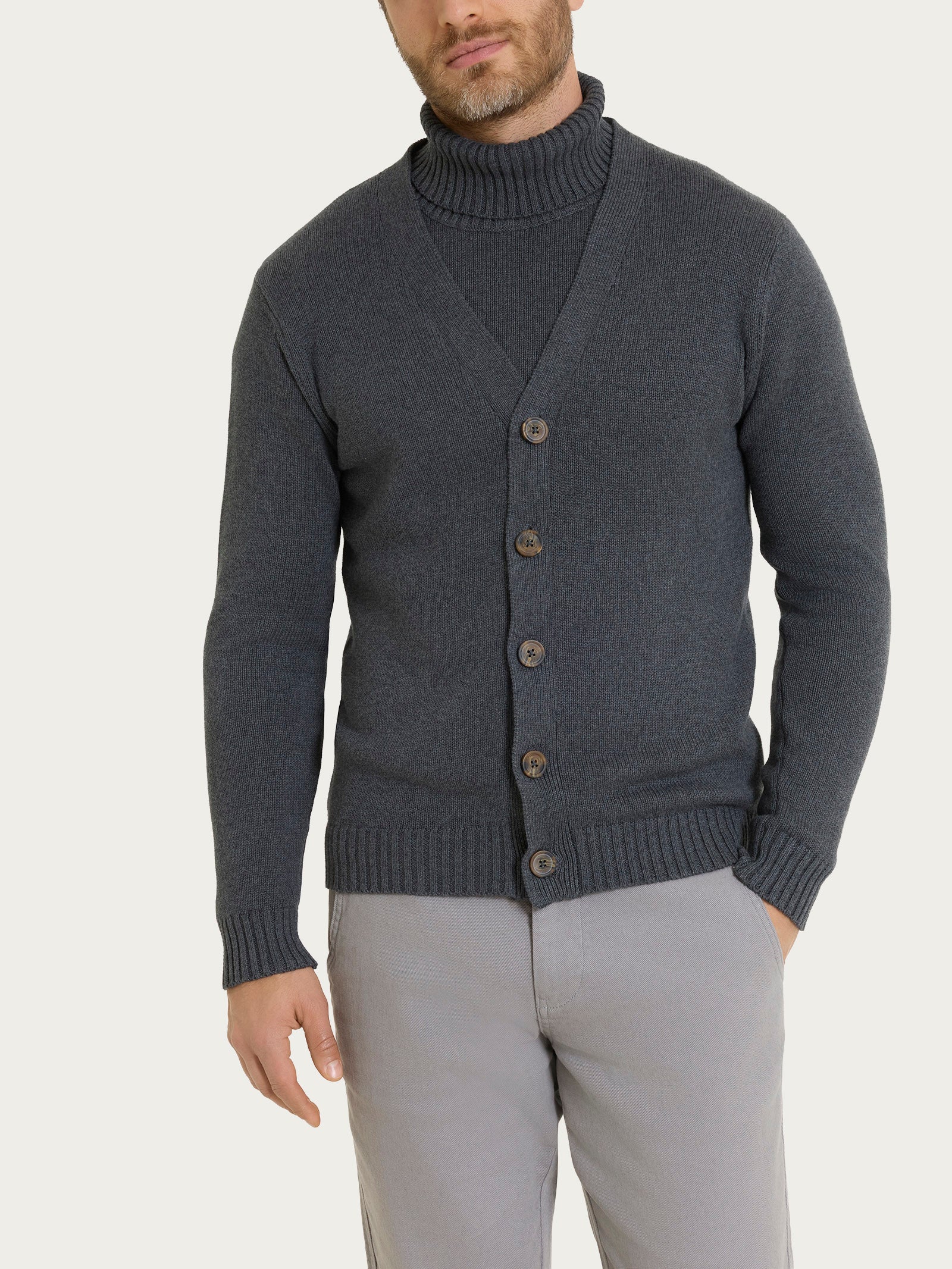 Ragno Winter Cotton Cardigan uomo Ardesia Mel. puro cotone