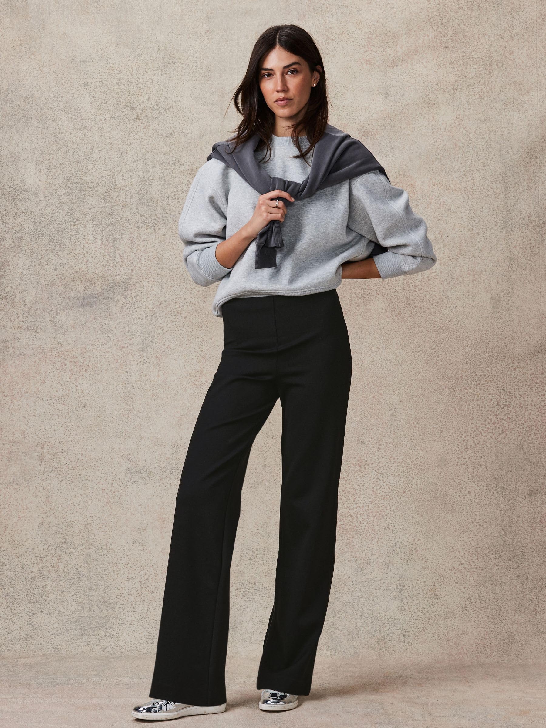 Next pantaloni ampi jersey donna Nero modellanti sostegno