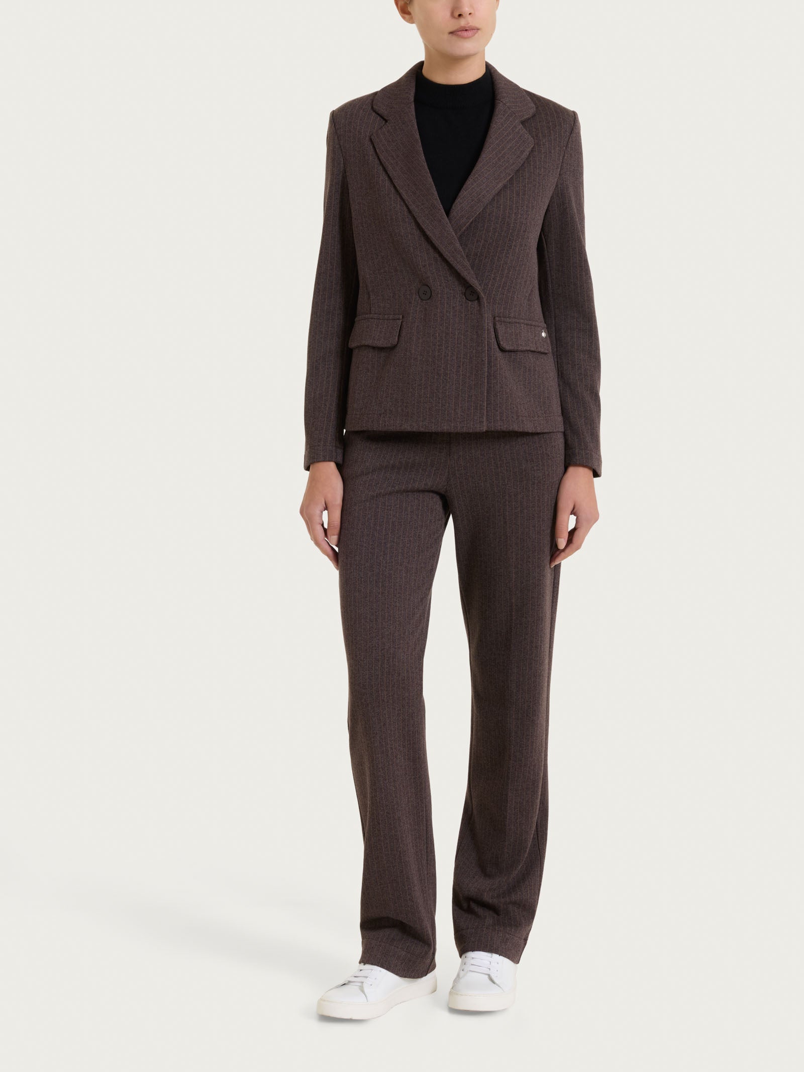 Ragno Eco Jacquard Blazer Gessato Chocolate Doppio Petto