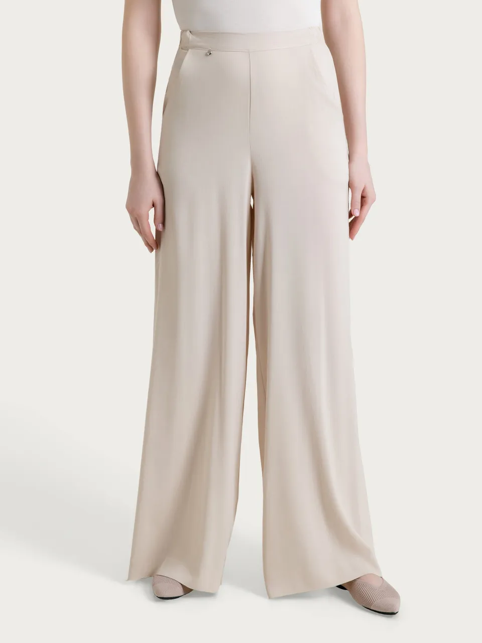 Ragno Viscosa Summer Pantalone Palazzo Champignon con tasche