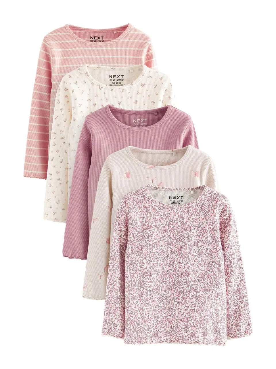 Geo Next top coste bambina maniche lunghe 5 pezzi a costine