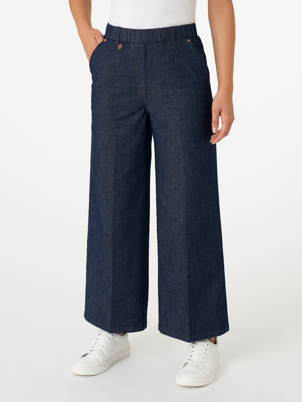 Ragno Super Denim Jeans Cropped Gamba Larga Indigo Leggero