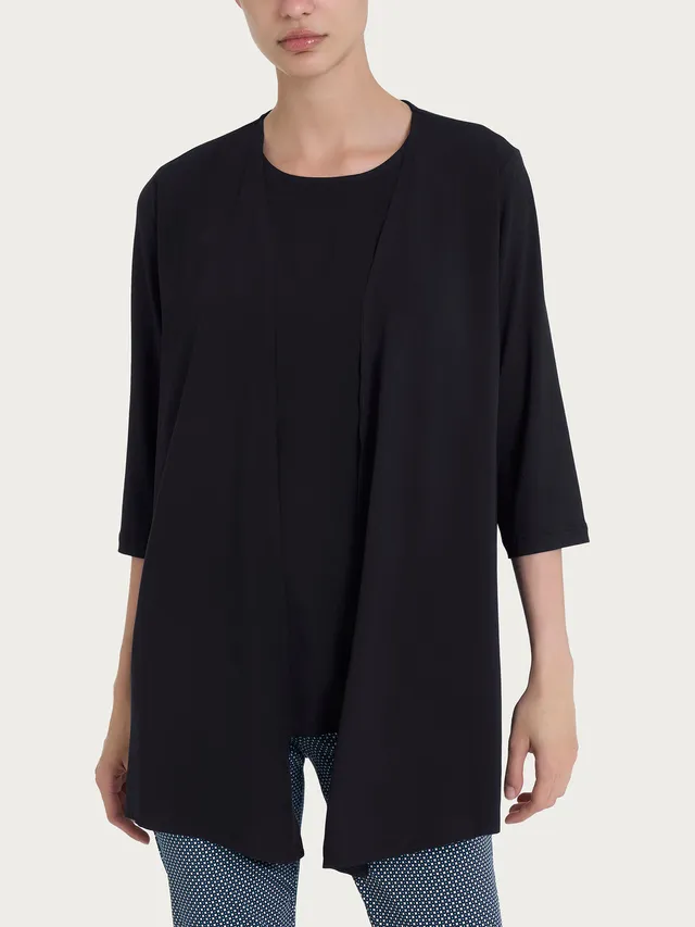 Ragno Viscosa Summer cardigan 3/4 nero leggero
