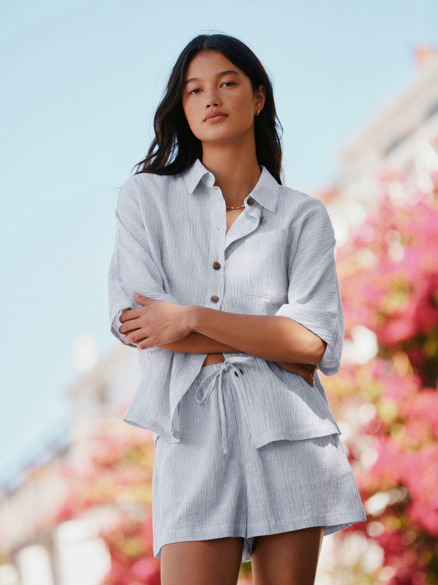 NEXT camicia lino maniche corte donna vestibilità comoda