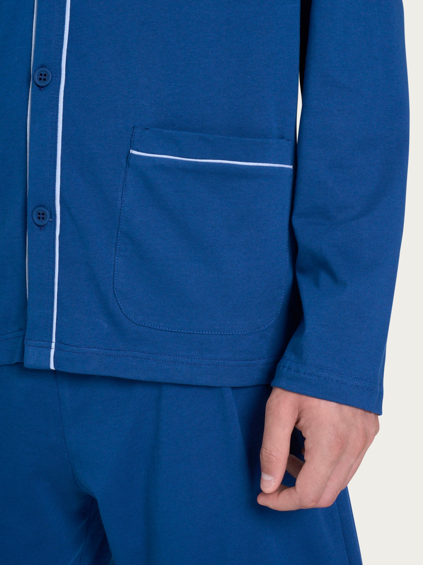 Ragno Jersey di Cotone pigiama lungo aperto Navy Peony uomo