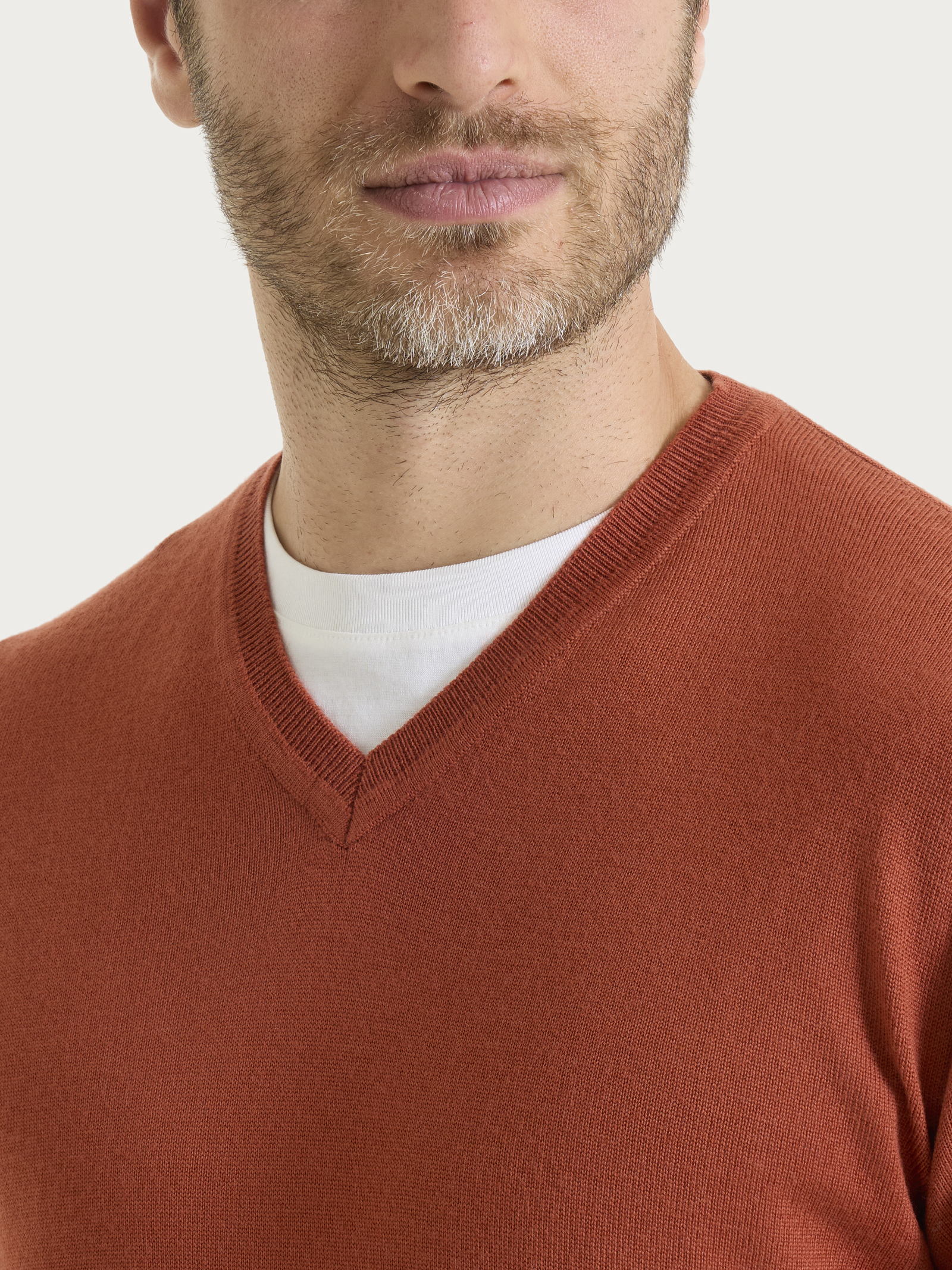 Ragno Merino Soft pull scollo a V rust lana uomo