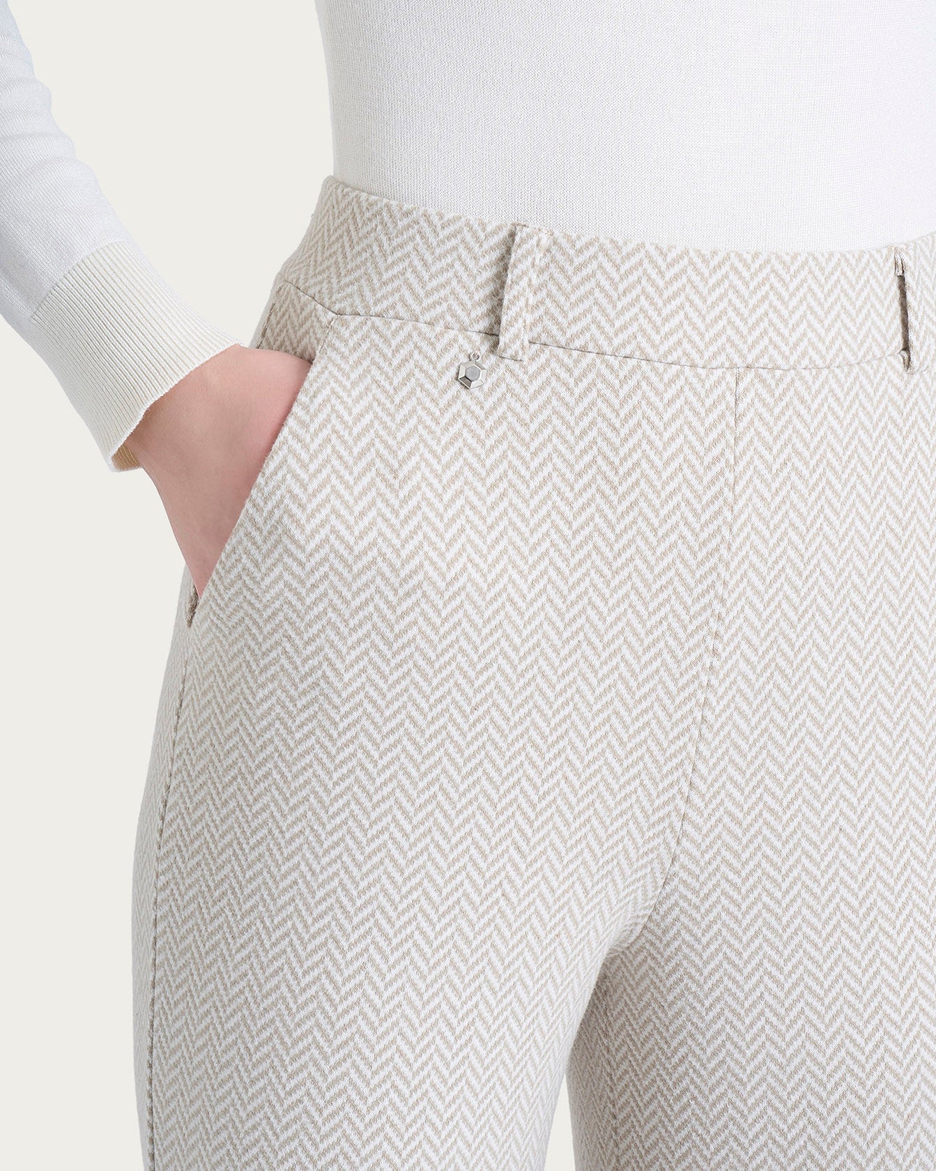 Ragno Compact Pantalone Ampio Wide Leg Eco Jacquard Avorio