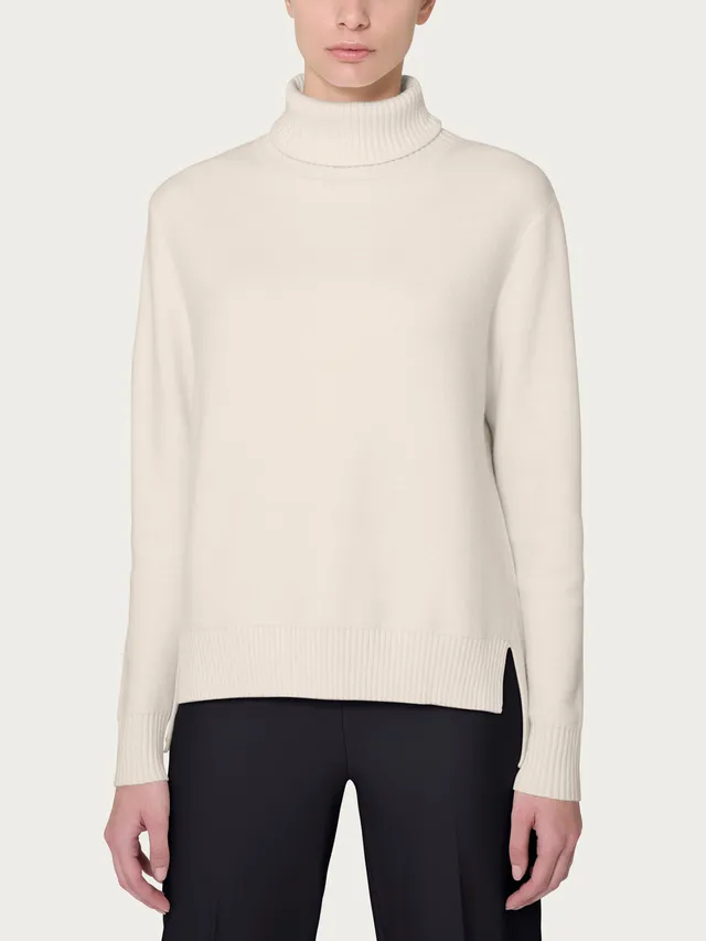 Ragno Four Seasons Maglione Roulè Asimmetrico Super Soft tortora caldo
