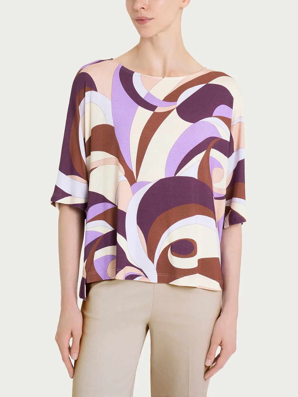 Ragno Viscosa Summer scollo a barchetta maglietta viola Plum Perfect