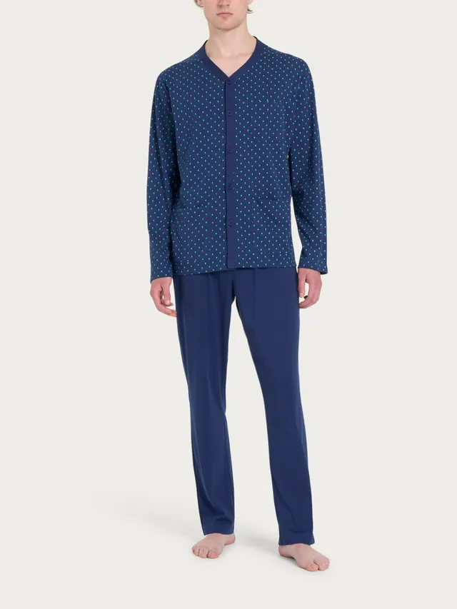 Ragno Jersey Cotone Pigiama Lungo Uomo Blu Naval Academy Cotone