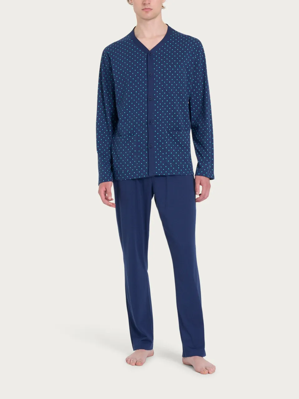 Ragno Jersey Cotone Pigiama Lungo Uomo Blu Naval Academy Cotone