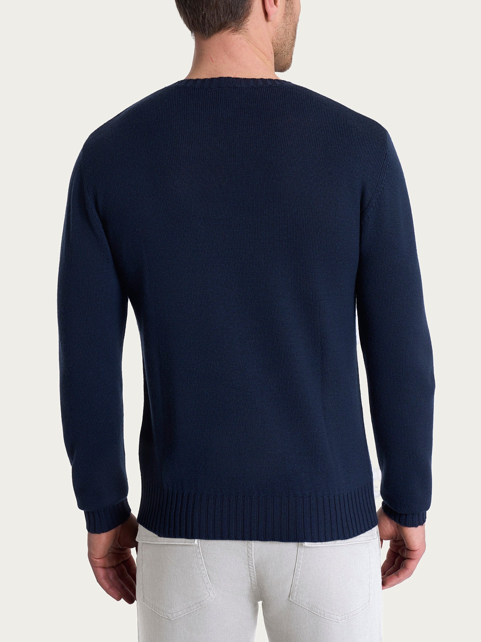 Ragno Merino Soft pull girocollo lana uomo blu leggero