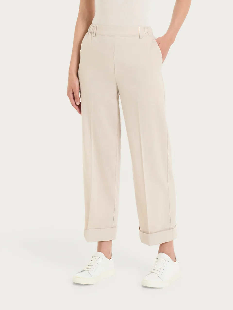 Ragno Super Natural Wide Pants with Pockets pantaloni champignon