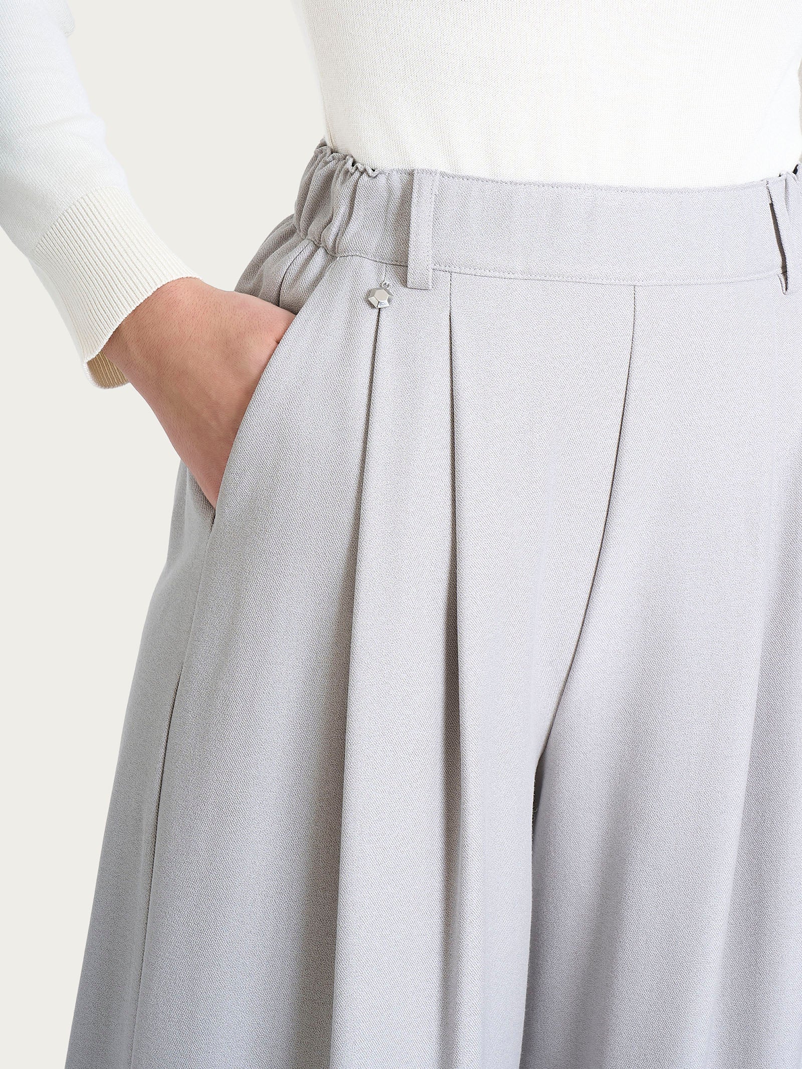 Ragno Flannel Twill pantalone palazzo Ghiaia Mel