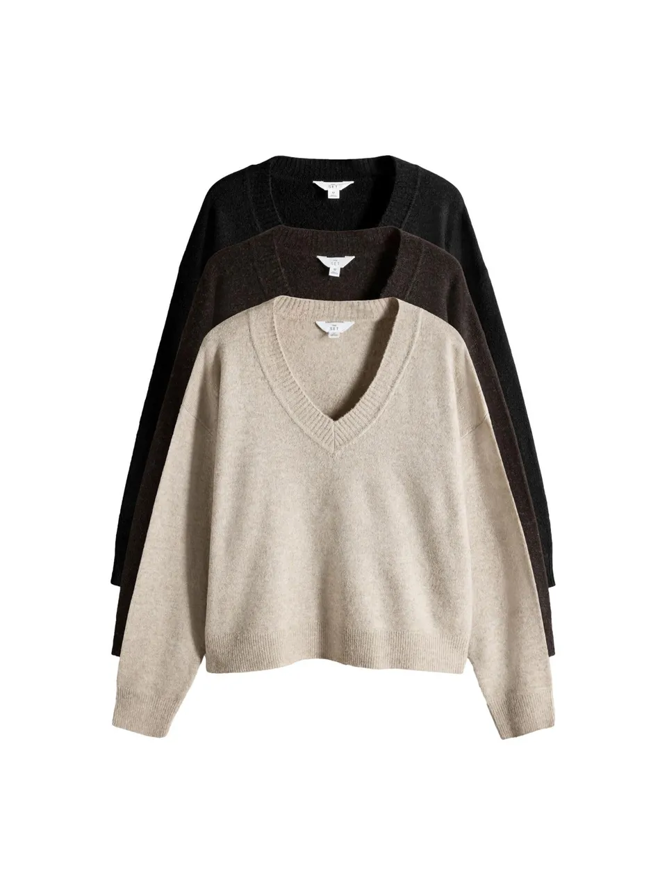 Geo Next The Set Maglioni Scollo a V in Lana donna x3