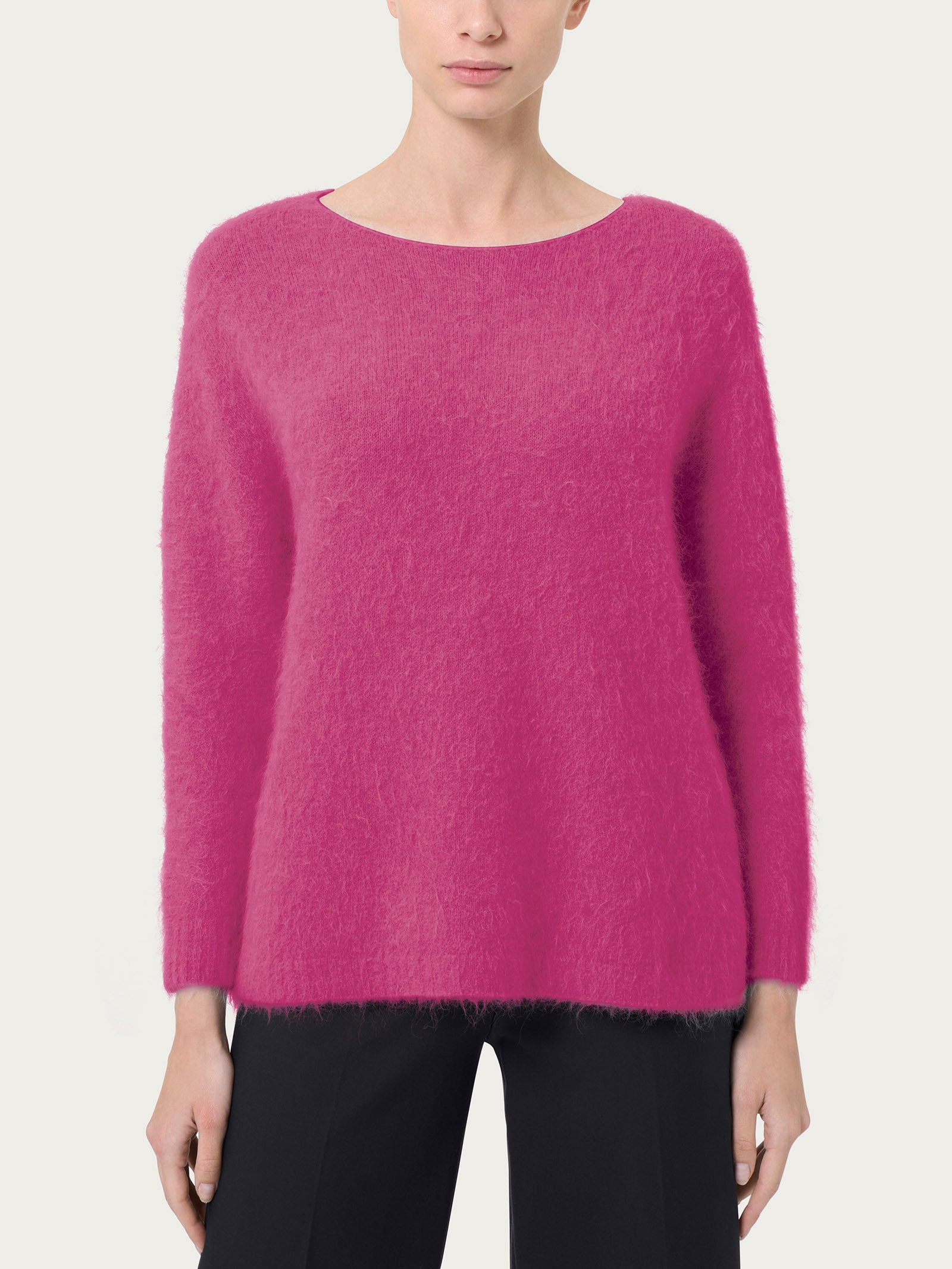 Ragno Alpaca maglia barchetta viola morbida