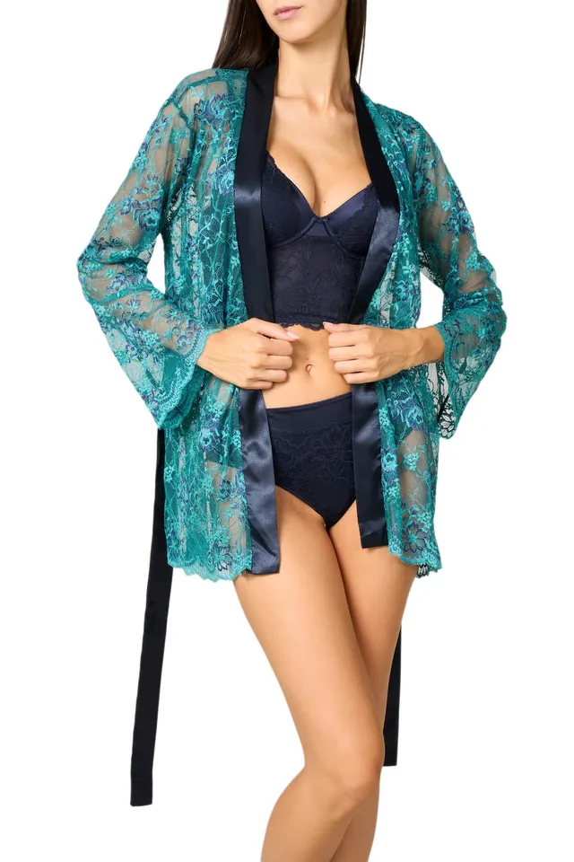 Goldenpoint Lapis Vestaglia con Pizzo Bicolore