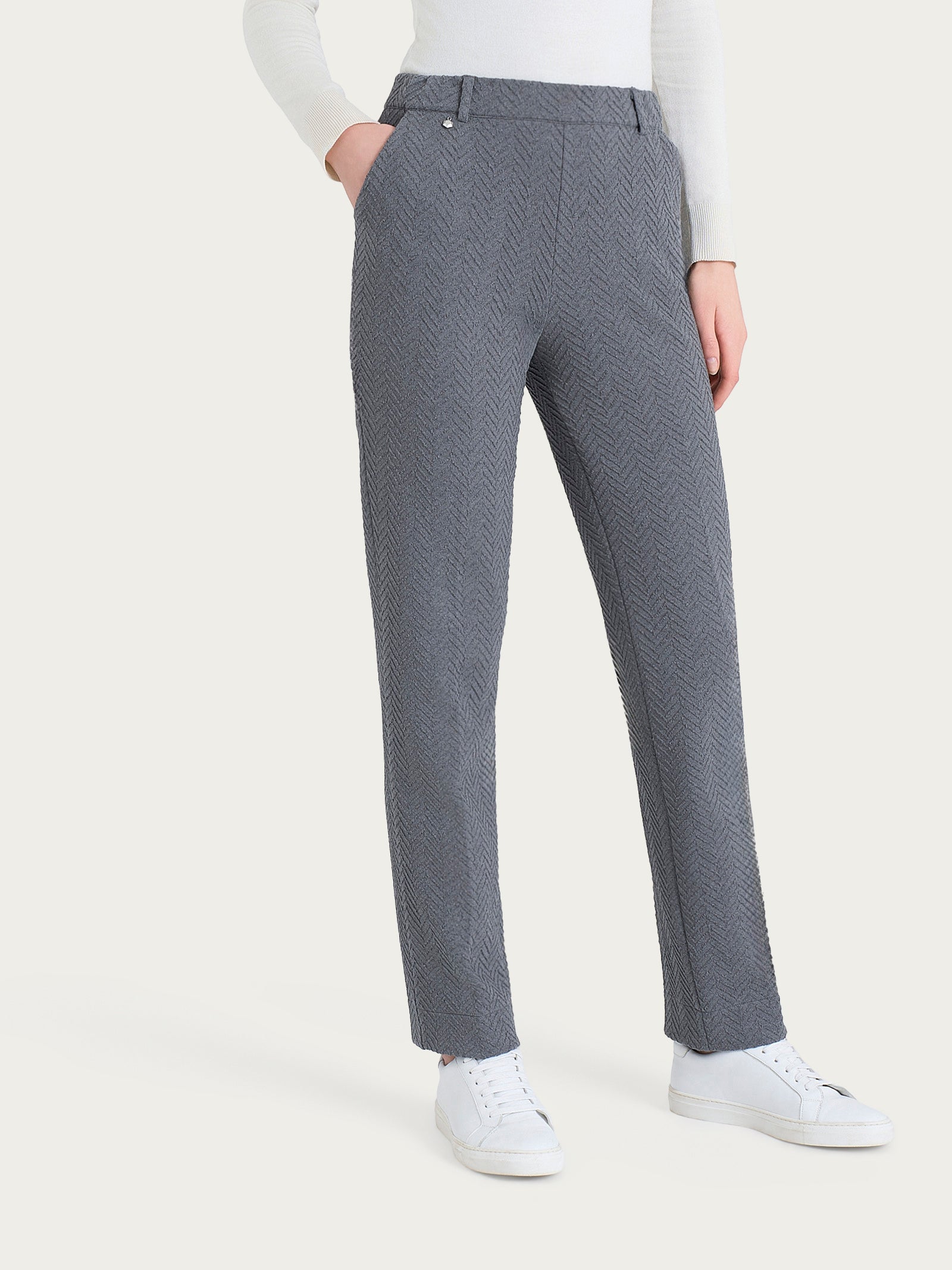 Ragno Eco Jacquard pantalone dritto donna grigio mel spina pesce