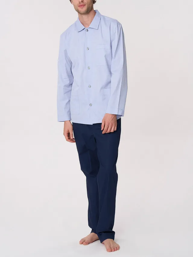 Ragno Jersey Cotone pigiama lungo aperto Blue Heron