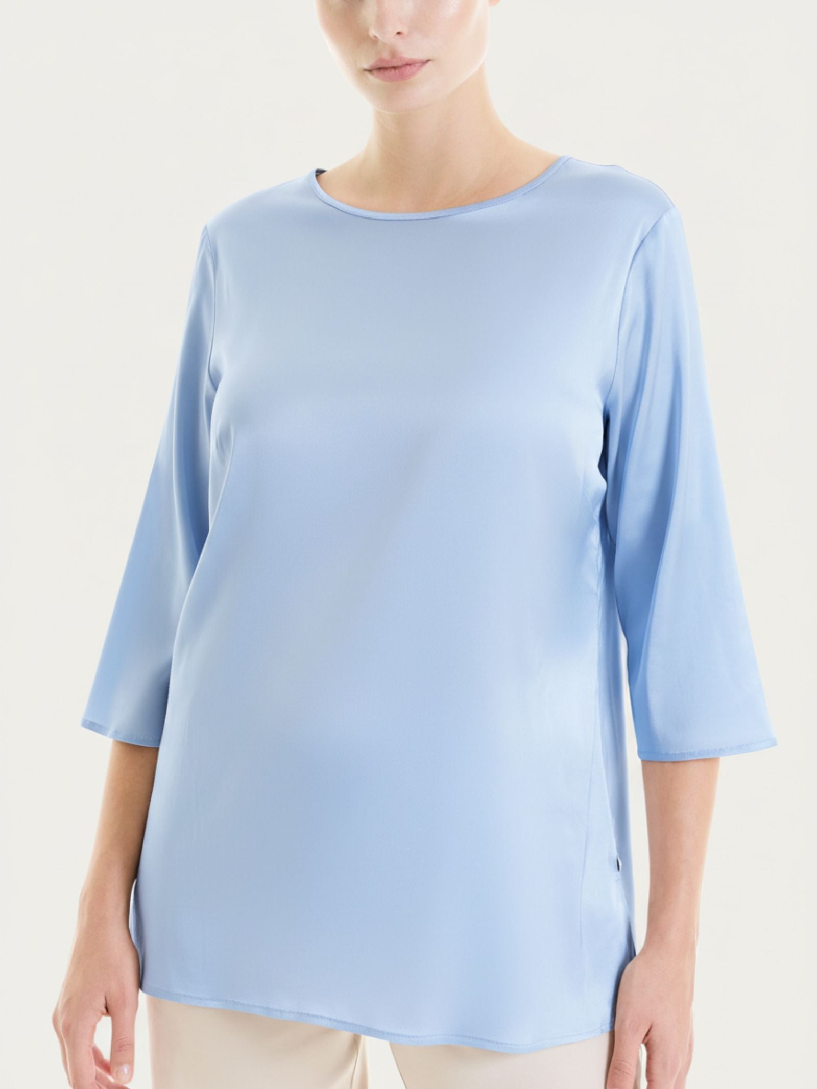 Ragno Stretch Satin Blusa Manica 3/4 Dusty Blue Viscosa
