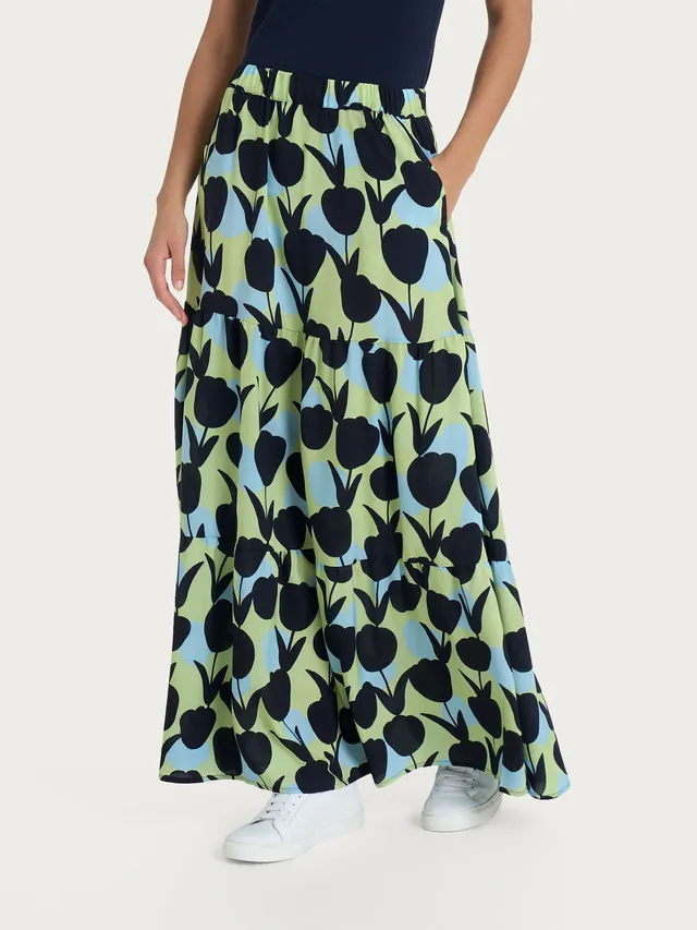 Ragno EcoSeta Gonna Lunga Shadow Lime in viscosa