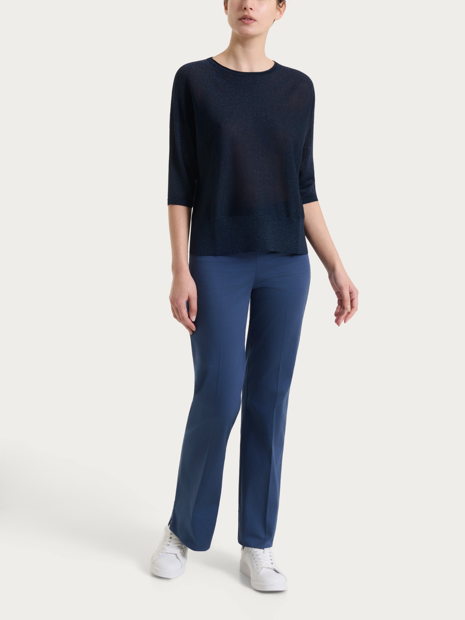 Ragno Crêpe Lurex maglia pipistrello donna blu Bleu luminosa