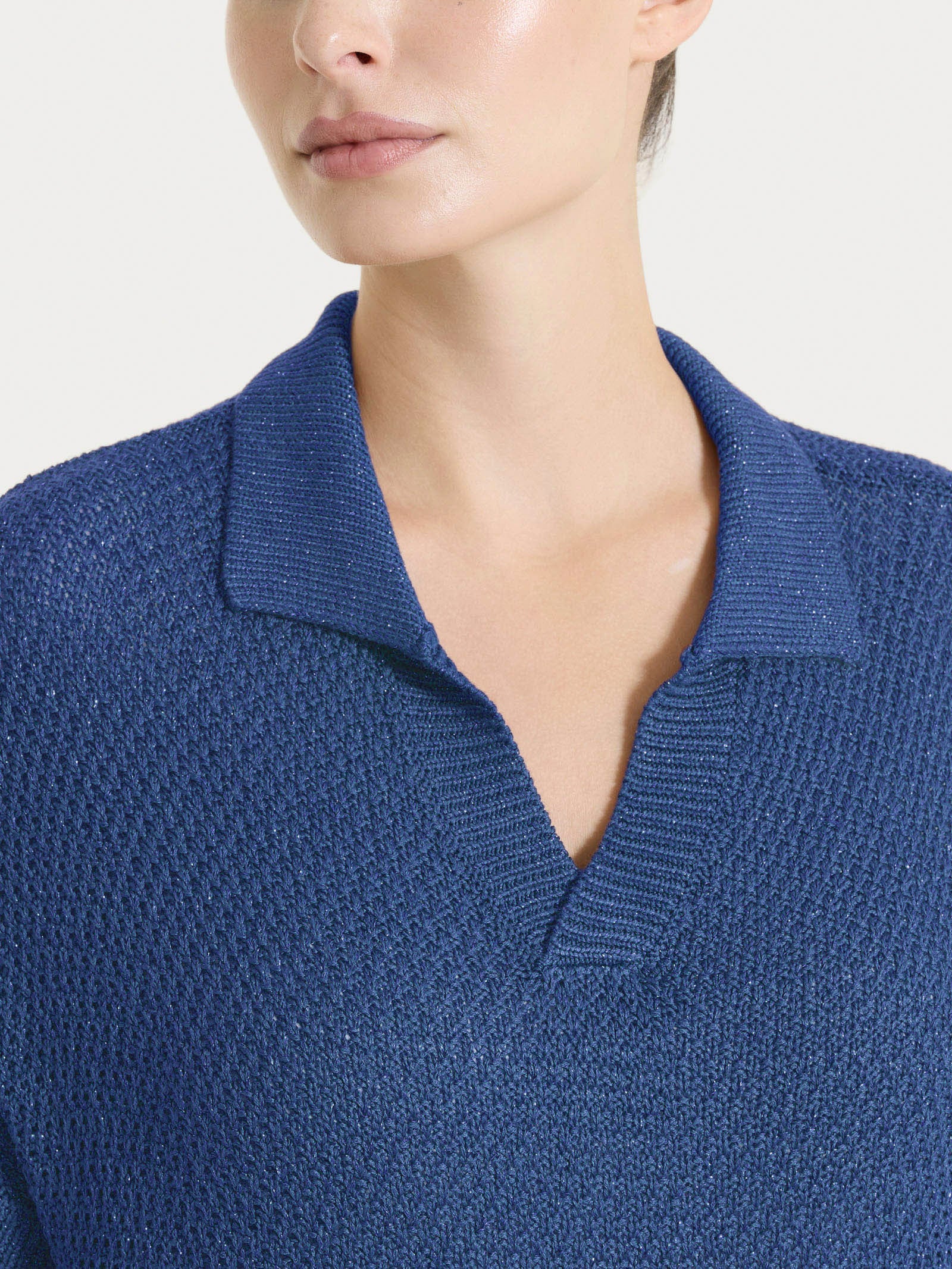 Ragno Lurex Rice Stitch Polo Manica Corta Oceana Lurex