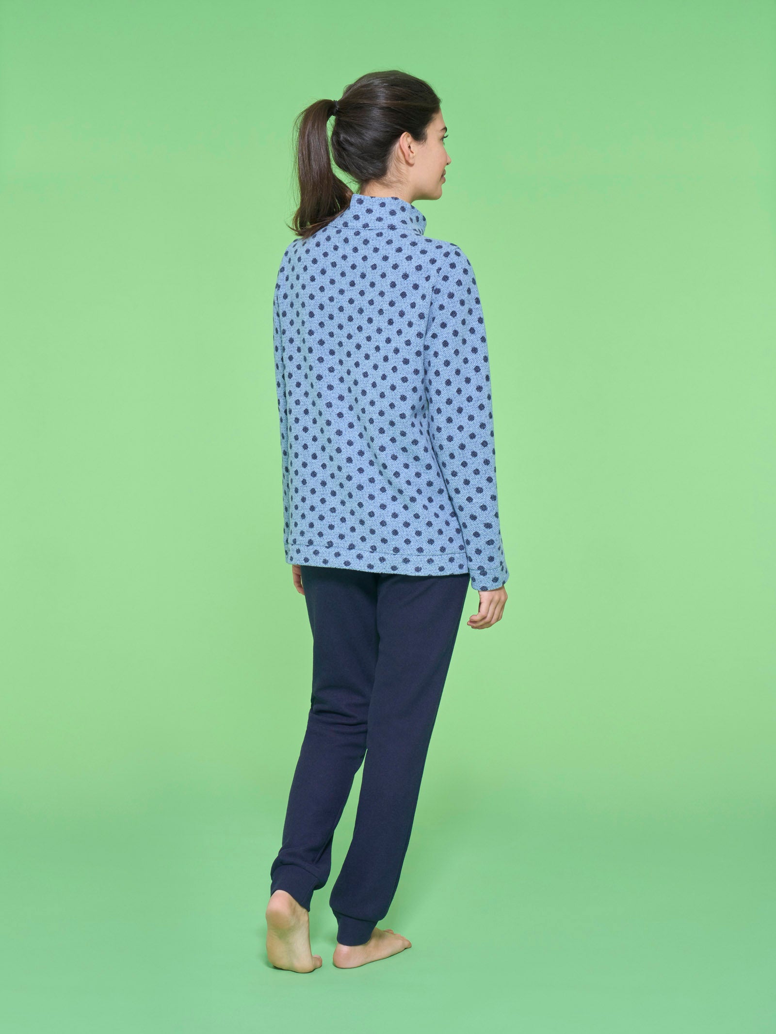 Ragno Cotton Eco Pile pigiama serafino pois collo alto caldo