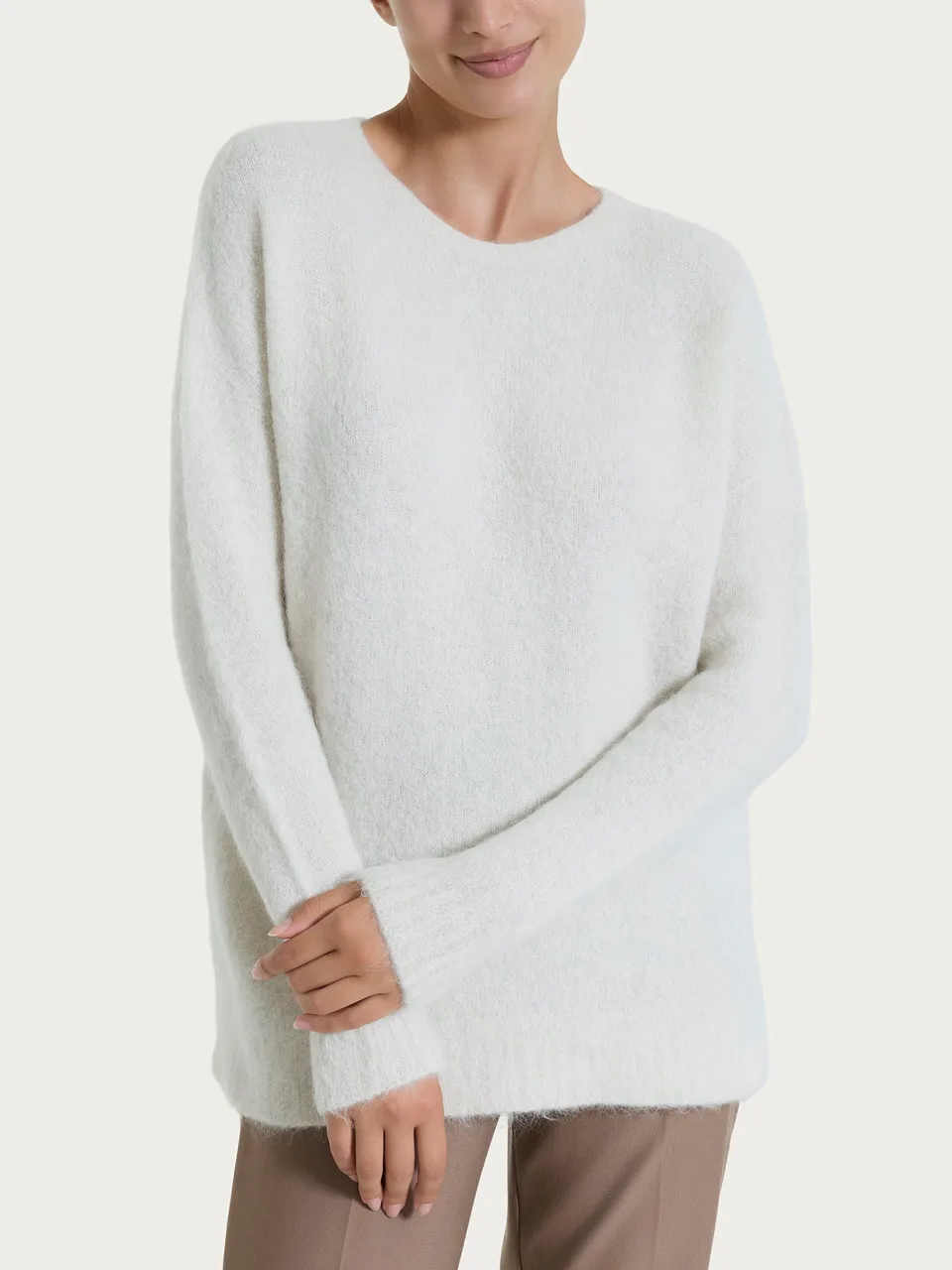 Ragno Maglia Girocollo Boxy Misto Alpaca Avorio calda
