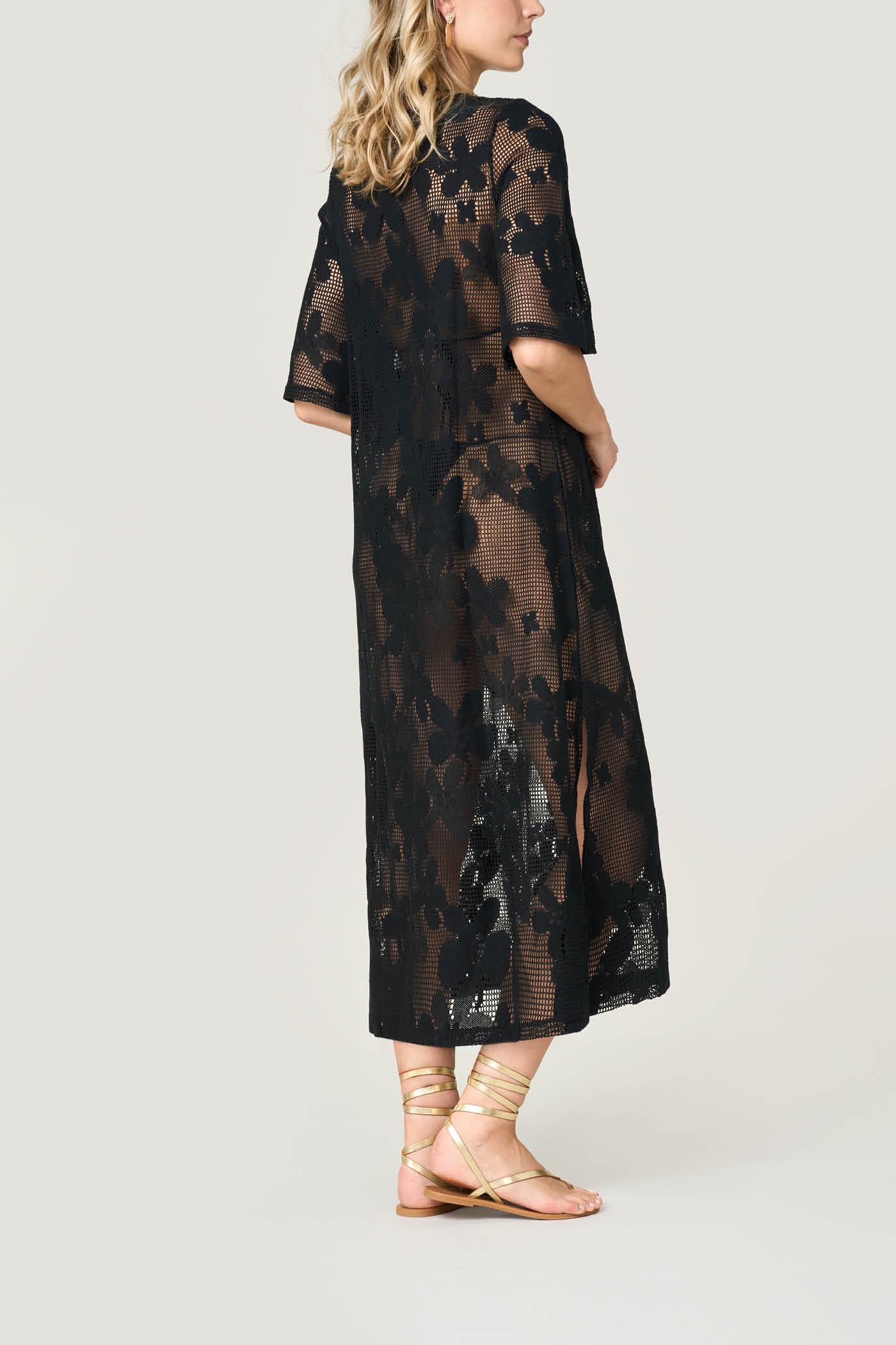 Goldenpoint Filet Abito Lungo Copricostume Pizzo Sangallo