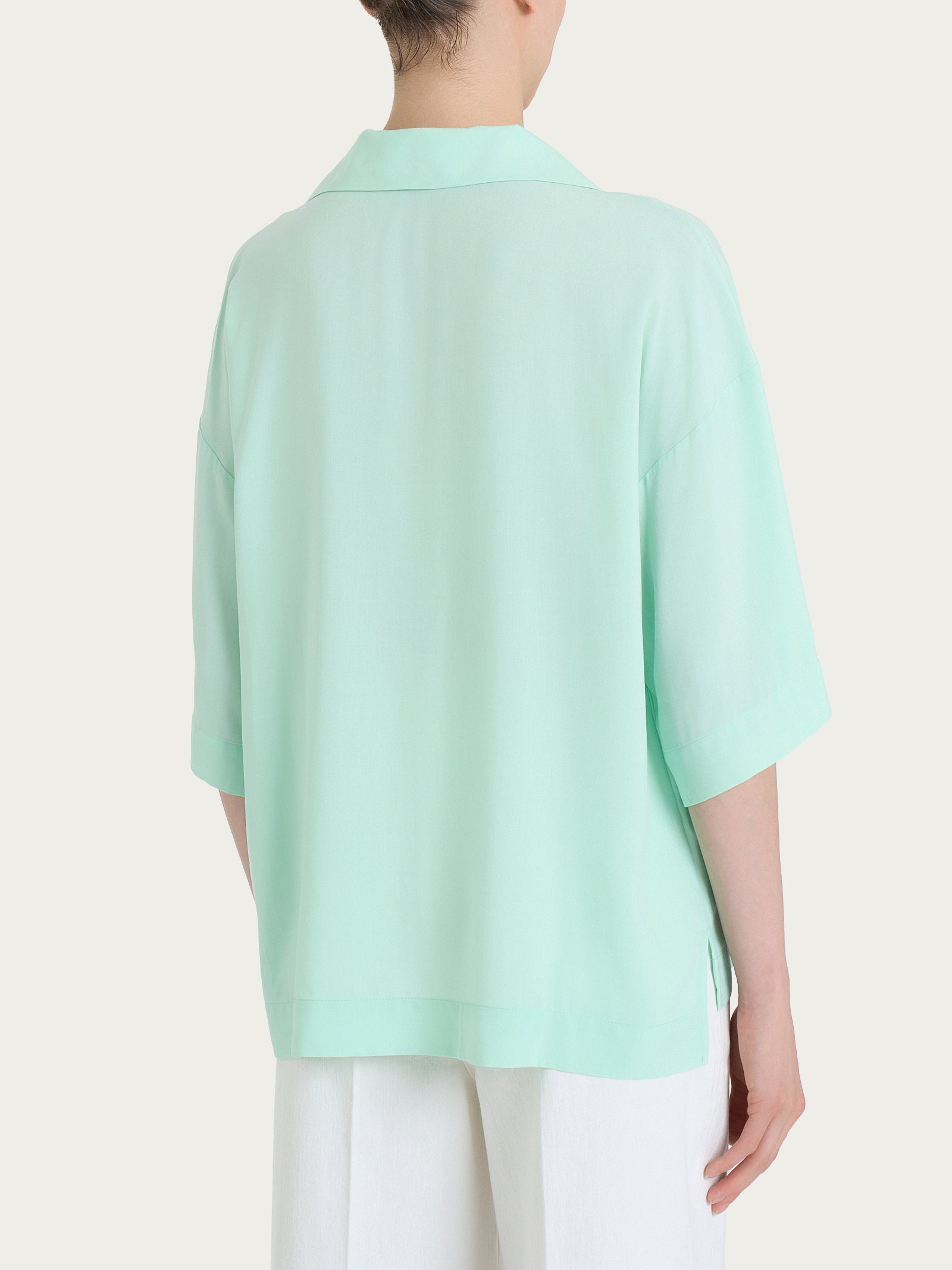 Ragno EcoSeta Blusa Polo Bird's Egg Green in viscosa