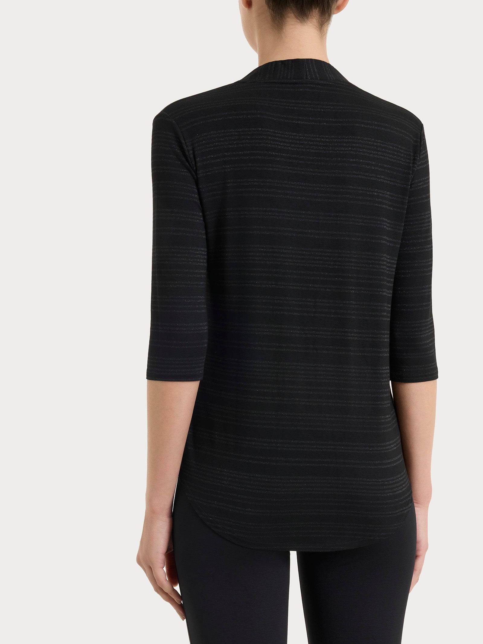 Ragno Viscosa Summer maglietta scollo V nera lurex