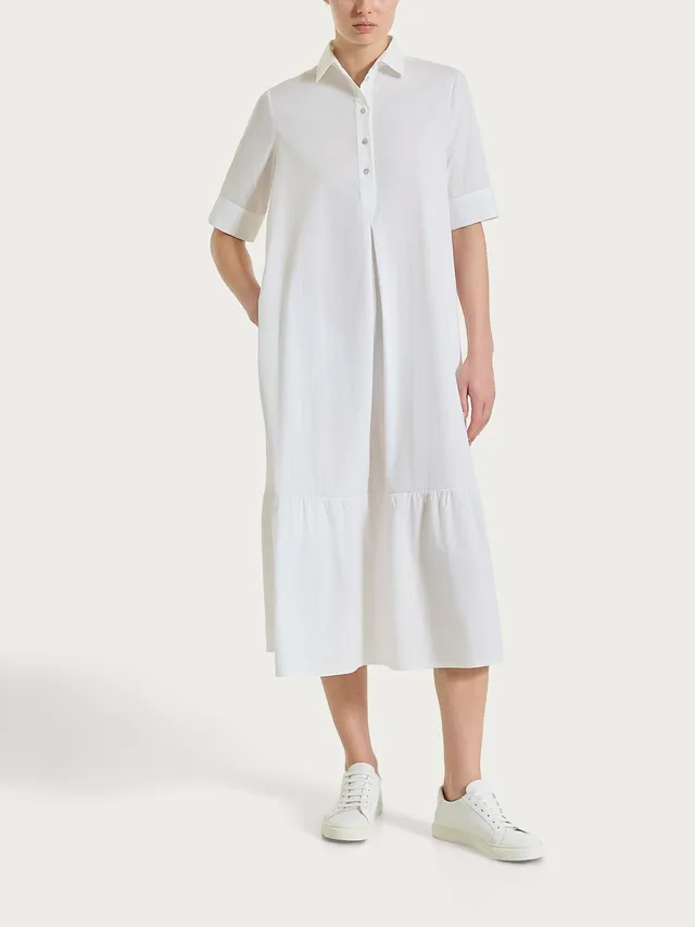 Ragno abito lungo camicia poplin Bianco manica corta