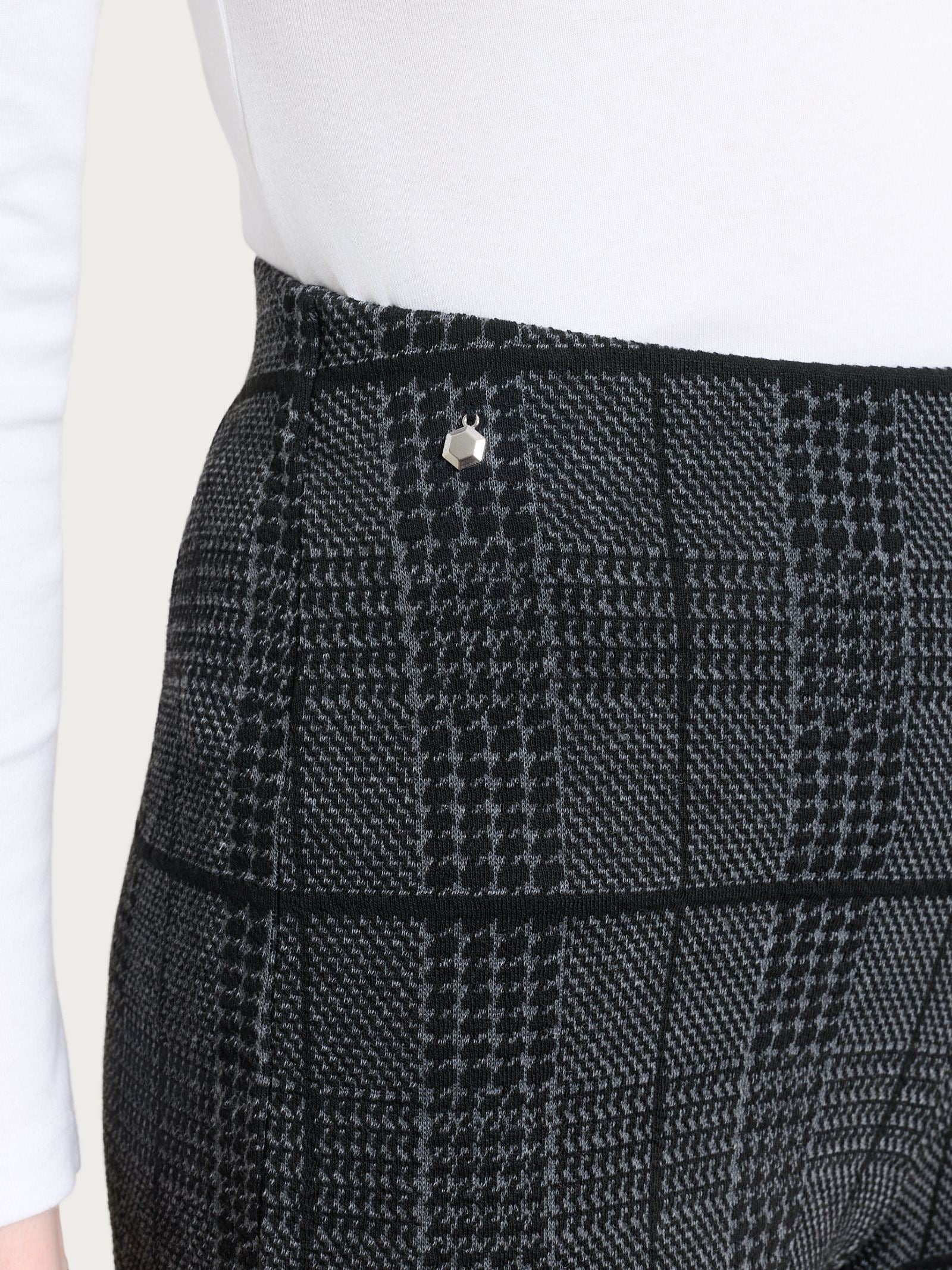 Ragno Compact pantalone ampio check Fant.Nero jacquard