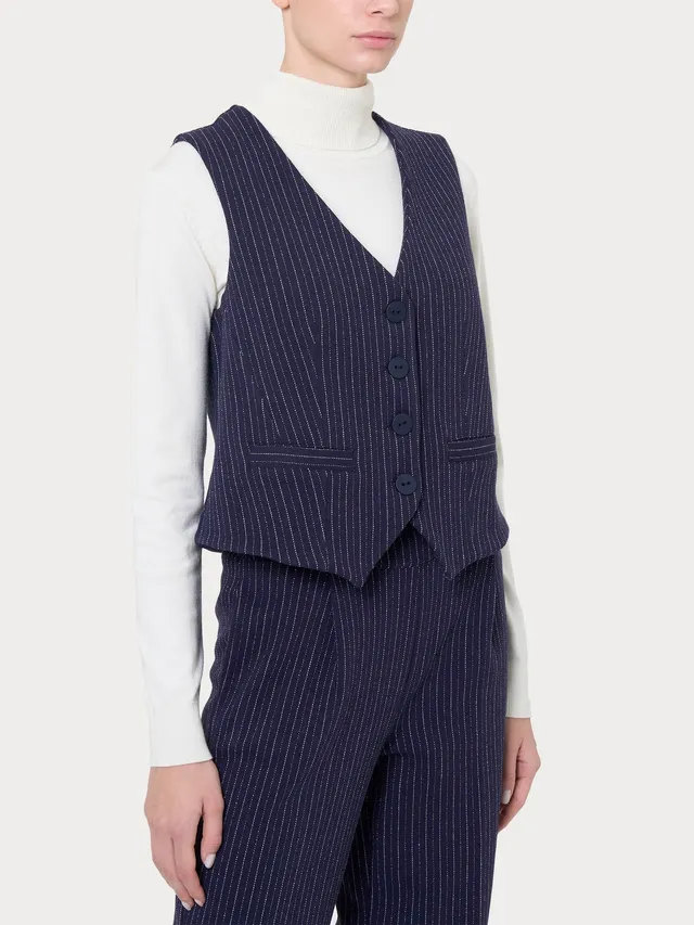Ragno gilet 4 bottoni eco jacquard gessato Fantasia Bleu