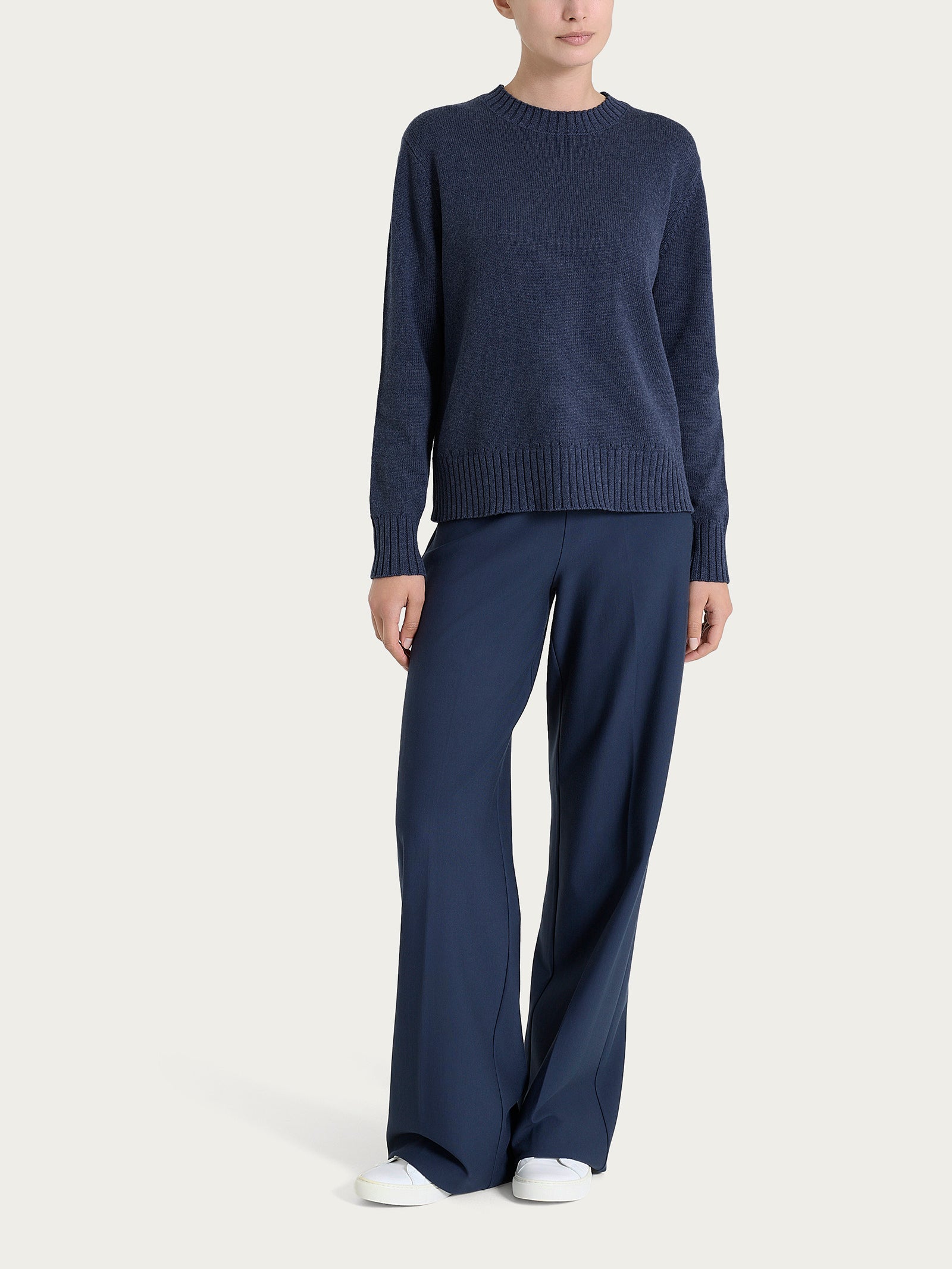 Ragno Winter Cotton maglia girocollo donna Avio Mel. puro cotone