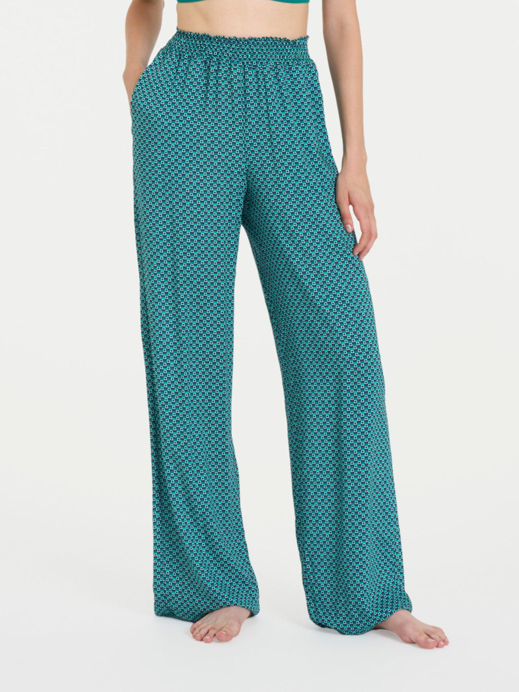 Ragno Ecoseta Pantalone Largo Fantasia Bayou in Viscosa