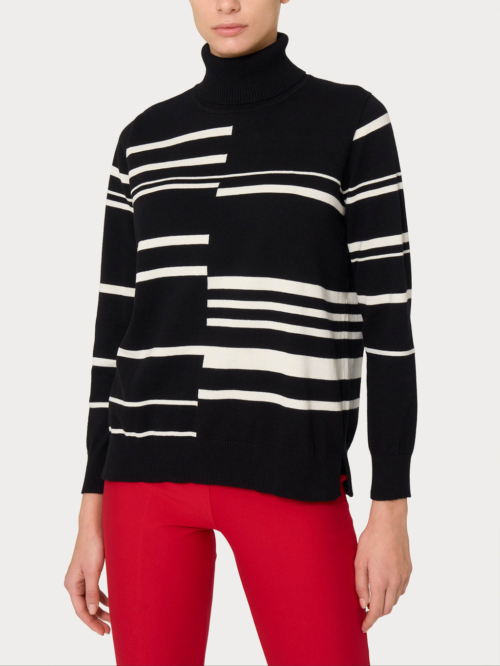 Ragno Four Seasons Maglia Dolcevita Donna Nero righe morbida