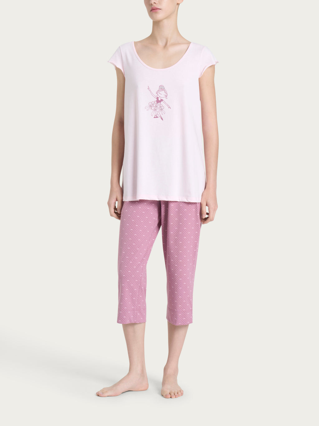 Ragno Pigiama corto donna Fant.Pink cotone manica corta